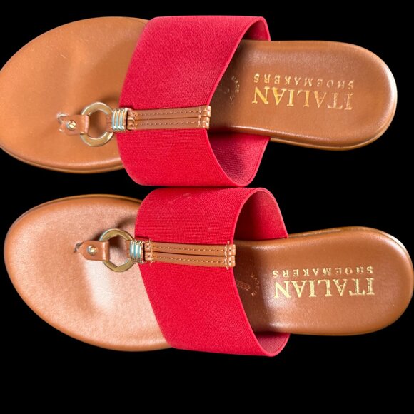 Italian Shoemakers Red Slide Sandals – Size 6.5 - Picture 1 of 3